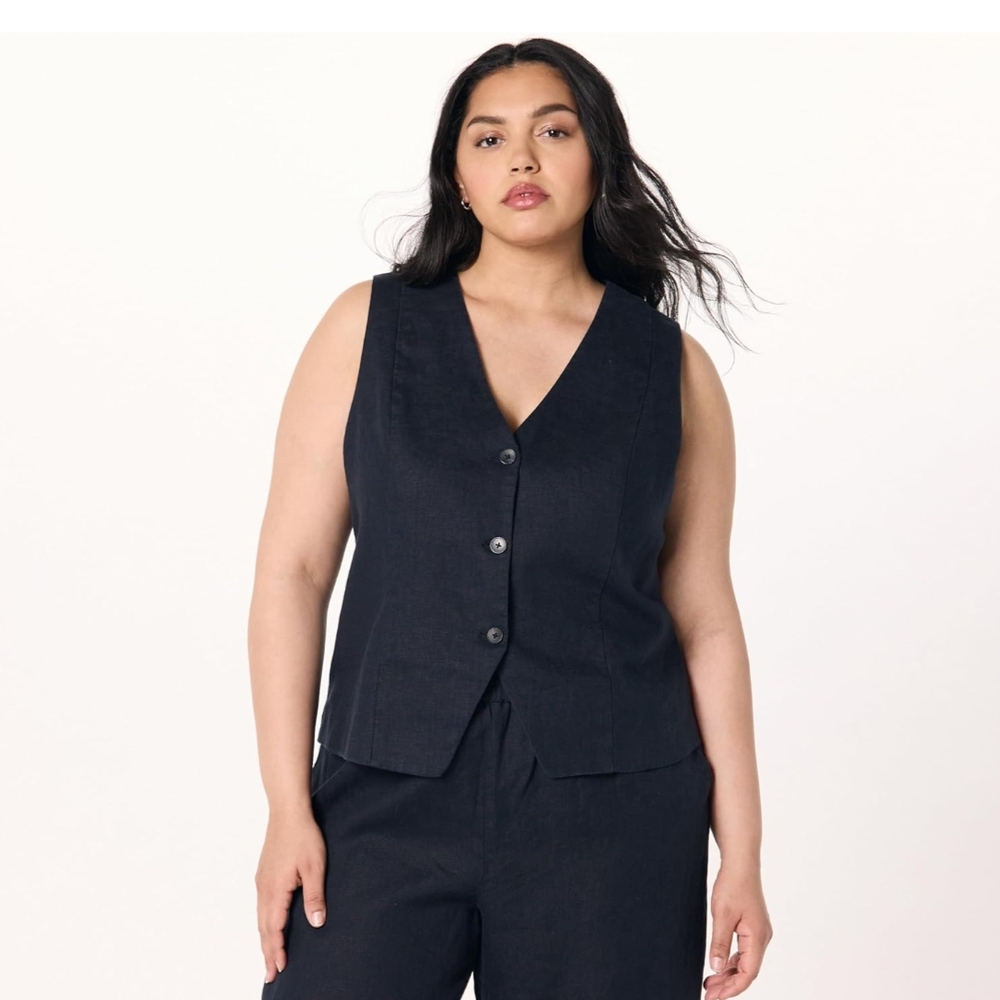 NWT The Drop Linen Vest S Small - Picture 6 of 10